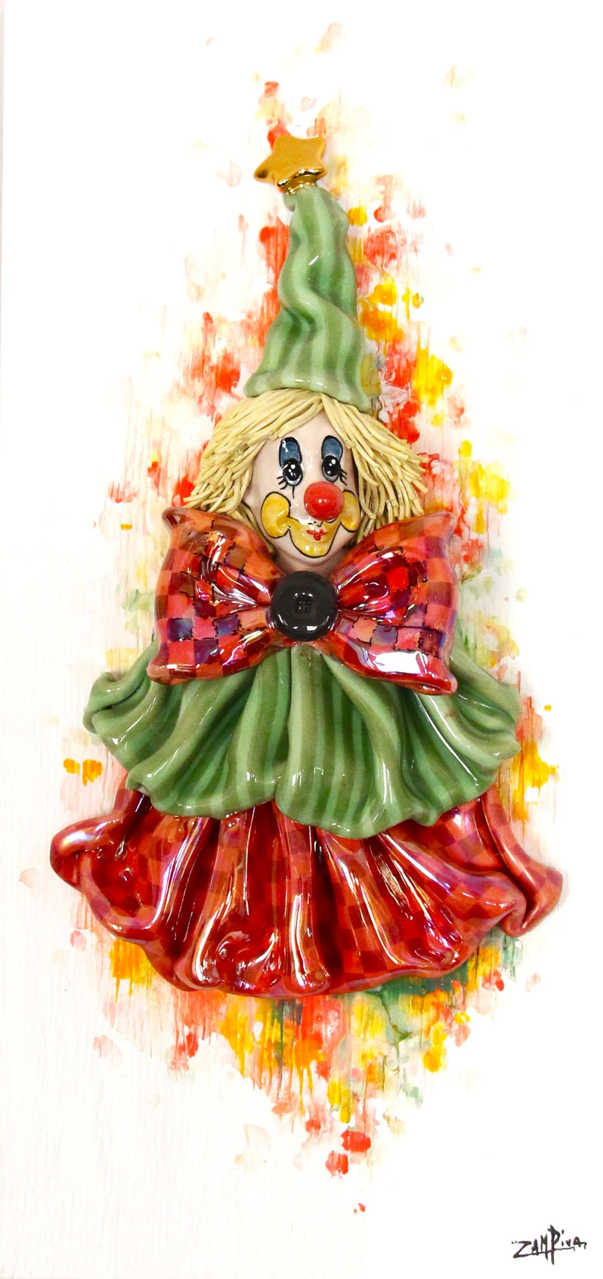 Clown with red bow