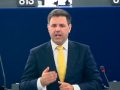 Antony Hook speaking to the European Parliament in Strasbourg